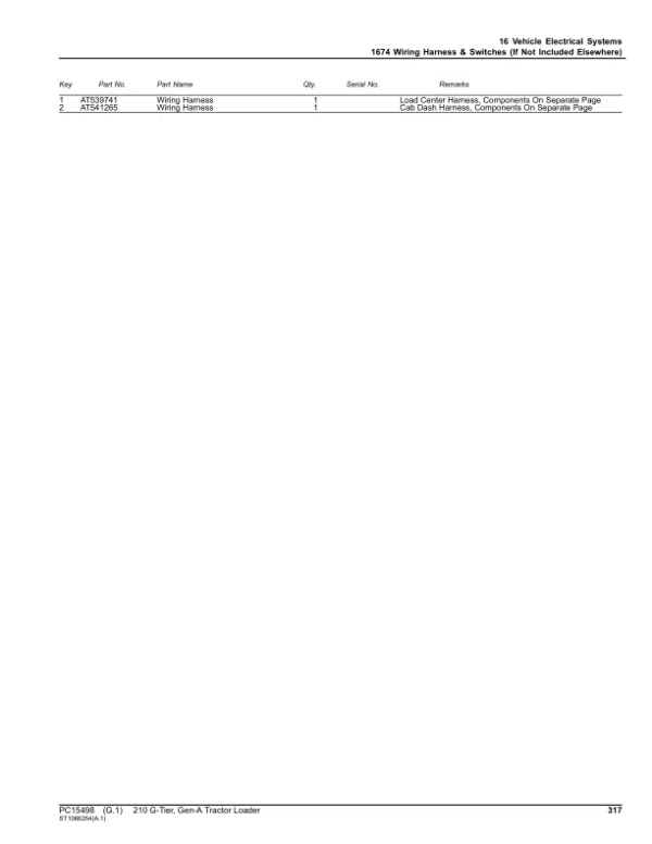 John Deere 210 G Backhoes (SN 1T0210GA_ _G_02263-) Parts Catalog Manual
