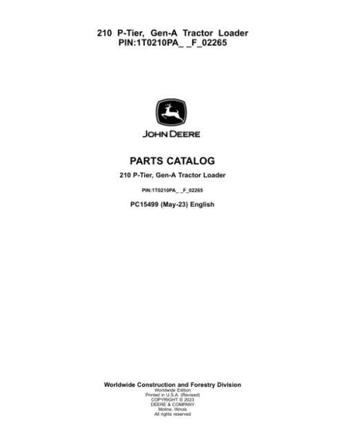 PC15499_1-600x776 John Deere 210 P Backhoe Loaders (SN 1T0210PA_ _F_02265-) Parts Catalog Manual