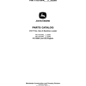 John Deere 310 P Backhoe Loaders (SN F_02265- & C_02265-) Parts Catalog Manual