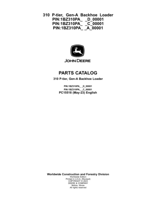 PC15518_1-600x776 John Deere 310 P Backhoe Loaders (SN D_00001- & C_00001- & A_00001-) Parts Catalog Manual