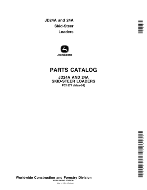 John Deere 24A Skid Steers Parts Catalog Manual