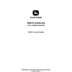 John Deere 210C Backhoe Loaders Parts Catalog Manual