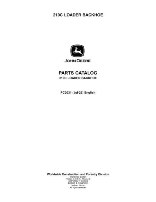 PC2031_1-600x776 John Deere 210C Backhoe Loaders Parts Catalog Manual
