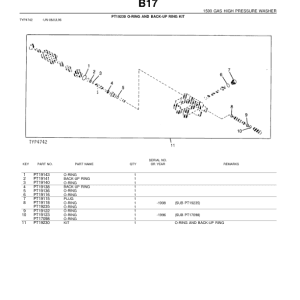John Deere 1500, 2000, HR1750G, HR2000G GAS High-Pressure Washers Parts Catalog Manual