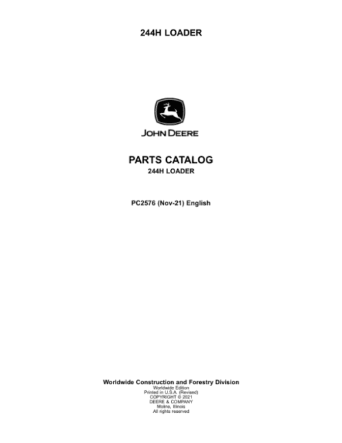 John Deere 244H Loaders Parts Catalog Manual