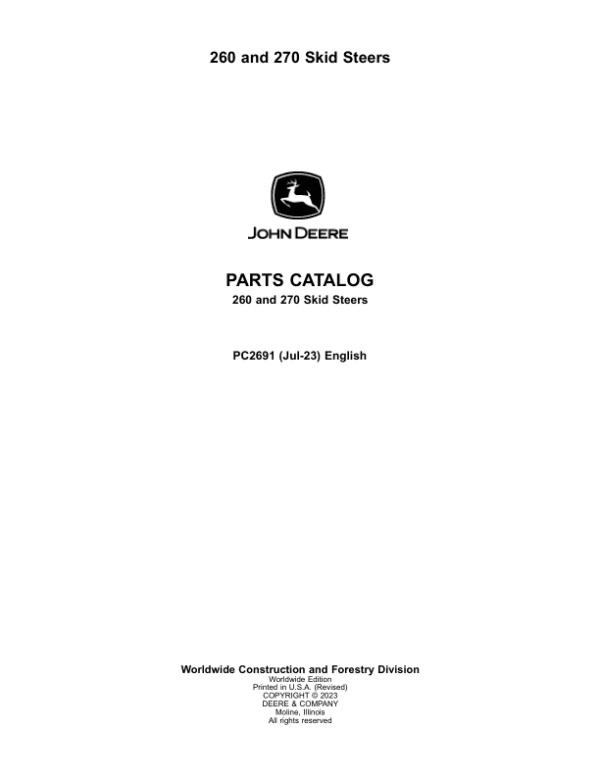 PC2691_1-600x776 John Deere 260, 270 Skid Steers Parts Catalog Manual