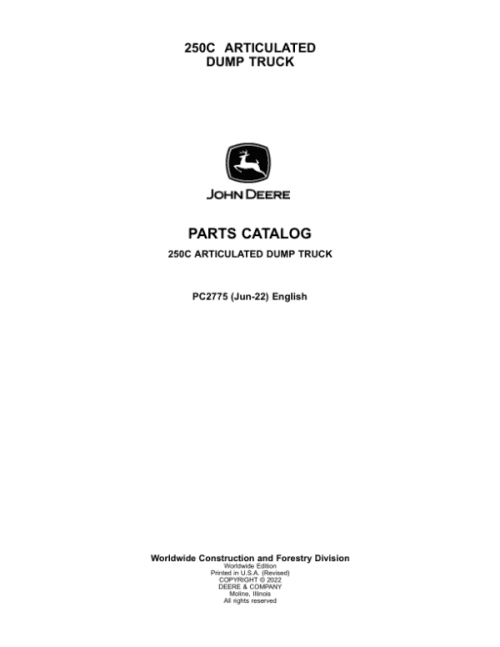 PC2775_1-600x776 John Deere 250C Articulated Dump Trucks Parts Catalog Manual