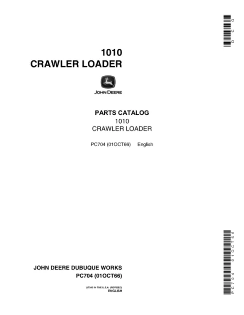 PC704_1-600x776 John Deere 1010 Crawlers (Loader Attachement Only) Parts Catalog Manual