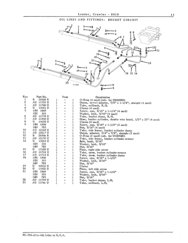 John Deere 2010, 805, 806, 807 Bucket Attachments Parts Catalog Manual