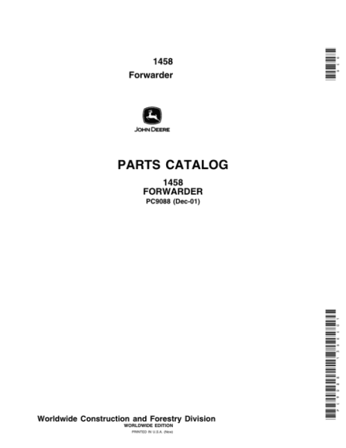 John Deere 1458 Forwarders Parts Catalog Manual