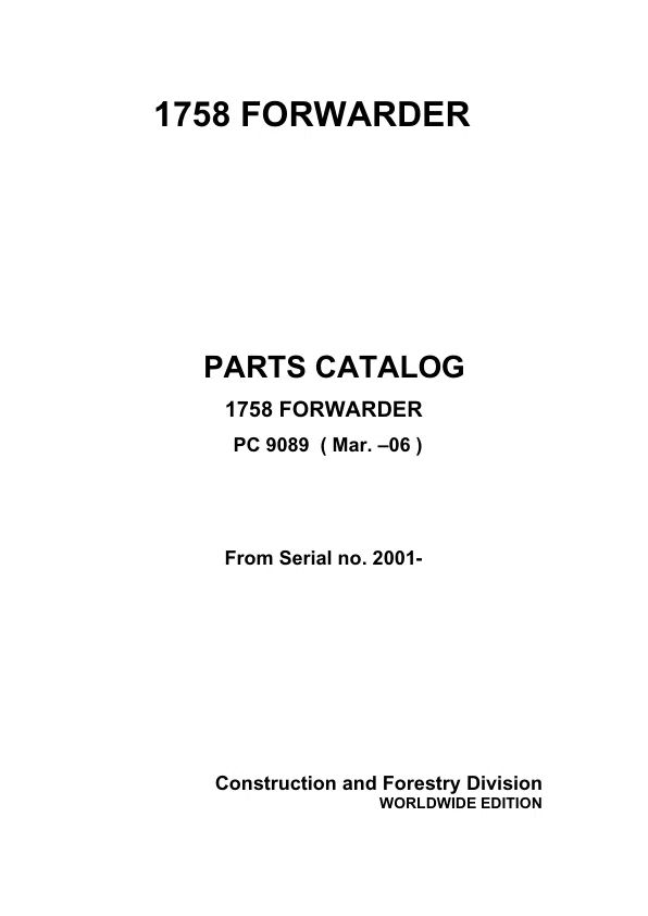 PC9089_1 John Deere 1758 Forwarders (SN 002001-) Parts Catalog Manual