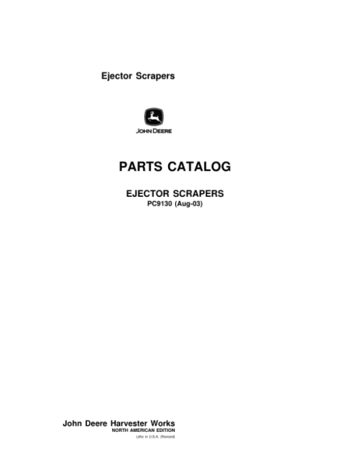 John Deere 1412E, 1810E, 1814E Scrapers Parts Catalog Manual