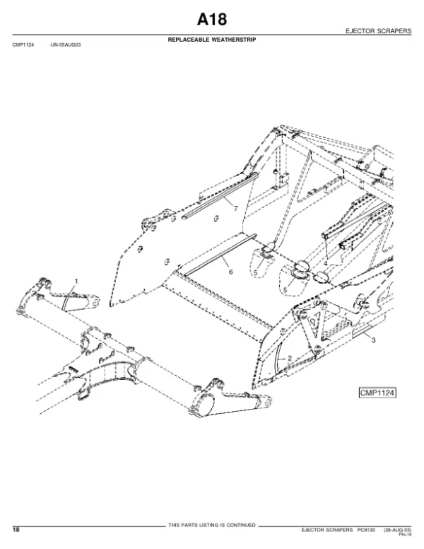 John Deere 1412E, 1810E, 1814E Scrapers Parts Catalog Manual