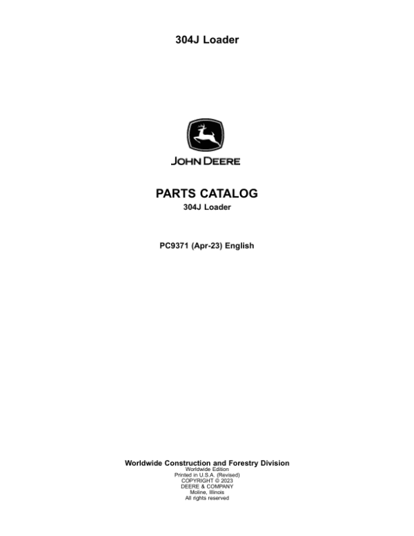 John Deere 304J Loaders Parts Catalog Manual