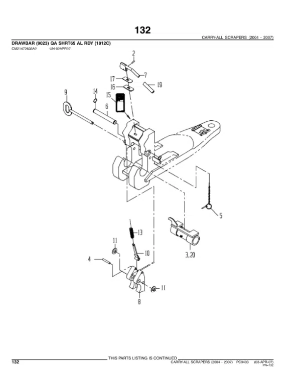 John Deere 1510C, 1512C, 1812C, 1814C Scrapers Parts Catalog Manual