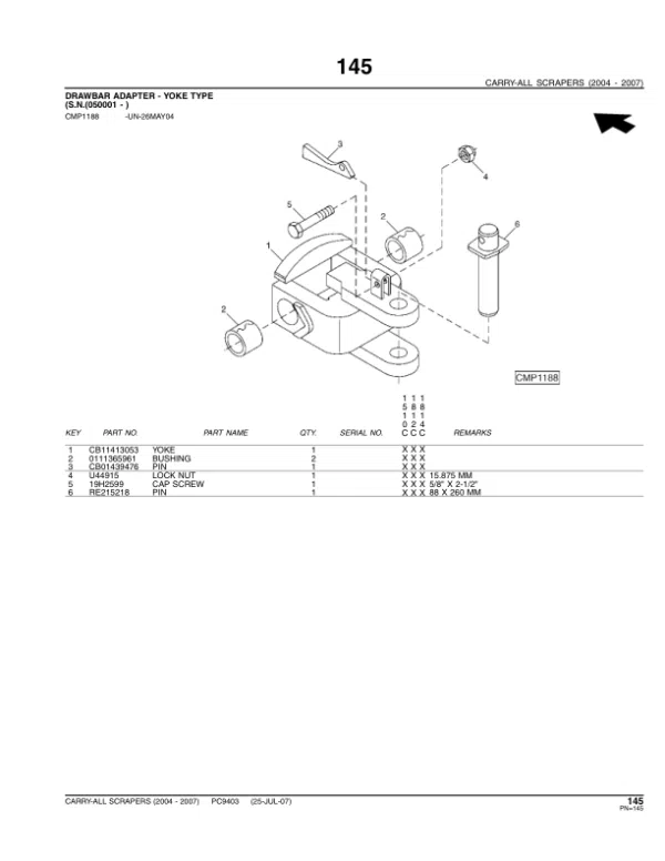 John Deere 1510C, 1512C, 1812C, 1814C Scrapers Parts Catalog Manual