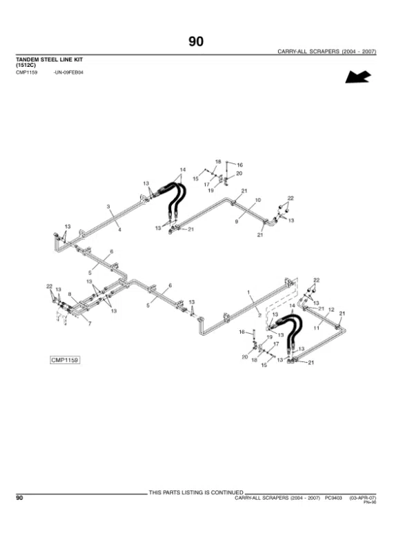 John Deere 1510C, 1512C, 1812C, 1814C Scrapers Parts Catalog Manual