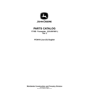 John Deere 1710D T3, 1711D Forwarders (SN 001001–) Parts Catalog Manual