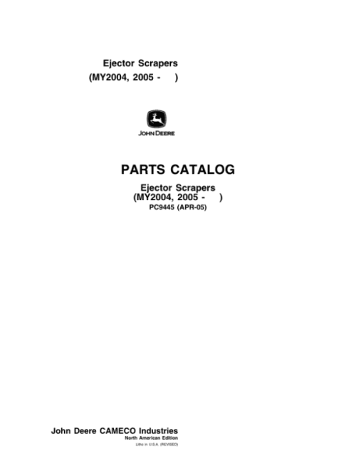 John Deere 1810E, 1814E, 1512E, 2112E Scrapers (SN 060201–) Parts Catalog Manual