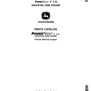 John Deere 2.4L, 4024HF295 Engines Parts Catalog Manual