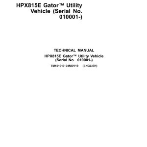 John Deere HPX815E Gator Utility Vehicle Repair Manual