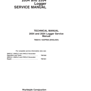 John Deere 2054, 2554 Logger Repair Technical Manual