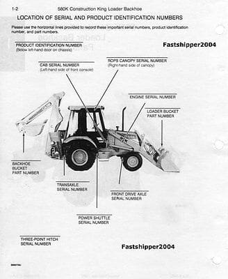 Case 580k Phase 1 Tractor Tlb Service And Operators Manual And Parts Catalog