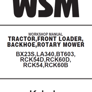Kubota Bx23s Tractor Service Repair Manual