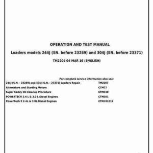 John Deere 244J Loader Diagnostic Test Service Manual