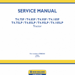 New Holland T4.75LP, T4.85LP, T4.95LP, T4.105LP Tractor Service Manual New Holland T4.75LP, T4.85LP, T4.95LP, T4.105LP Tractor Service Manual