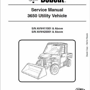 Bobcat 3650 Utility Vehicle Service Repair Manual