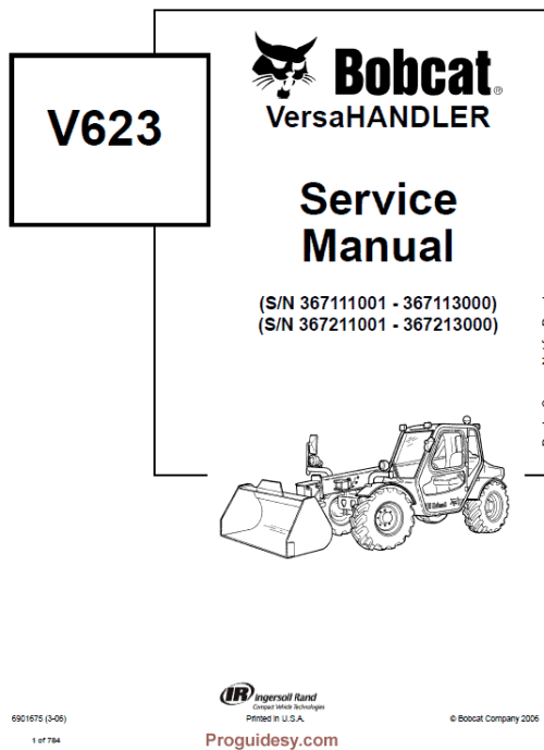 Bobcat V623 Versa HANDLER Telescopic Service Manual