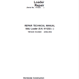 John Deere 644J Loader Repair Service Manual