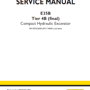 New Holland E35B Tier 4B Compact Excavator Service Manual