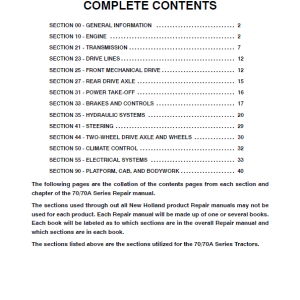 New Holland 70, 70A Tractor Service Manual New Holland 70, 70A Tractor Service Manual
