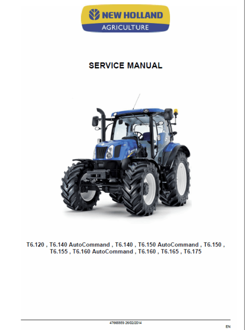 New Holland T6.125 T6.155 Tractor Service Manual New Holland T6.125 T6.155 Tractor Service Manual