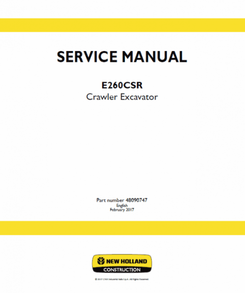 New Holland E230CSR Crawler Excavator Service Manual