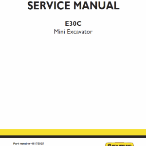New Holland E30C Mini Excavator Service Manual