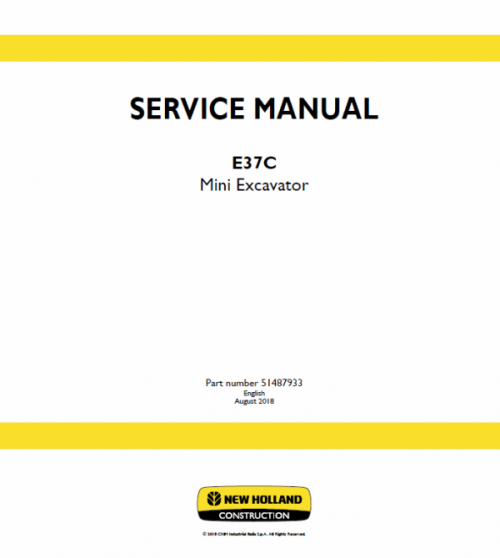New Holland E37C Mini Excavator Service Manual