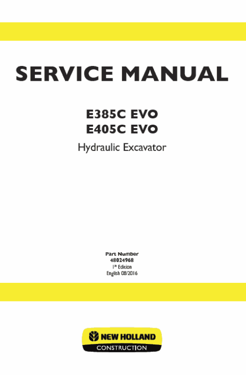 New Holland E405C Evo Excavator Service Manual