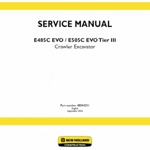 New Holland E485C Evo, E505C Eco Tier 3 Excavator Service Manual