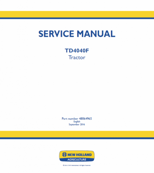 New Holland TD4040F Tractor Service Manual New Holland TD4040F Tractor Service Manual