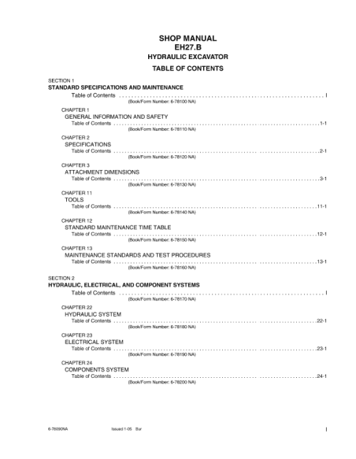 New Holland EH27.B Excavator Service Manual