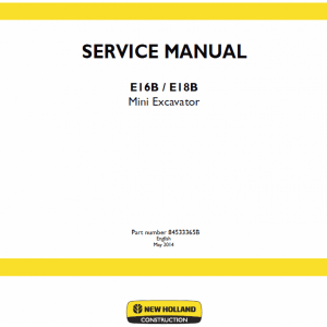 New Holland E16B, E18B Excavator Service Manual