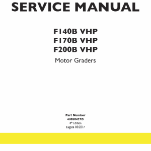 New Holland F140B VHP, F170B VHP, F200B VHP Motor Graders Manual