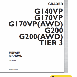 New Holland G170VP AWD, G200VP AWB Motor Grader Repair Manual