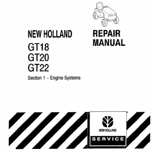 New Holland GT18, GT20, GT22 Mower Tractor Service Manual