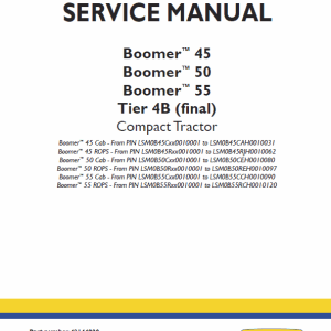 New Holland Boomer 45, 50 and 55 Tractor Service Manual New Holland Boomer 45, 50 and 55 Tractor Service Manual