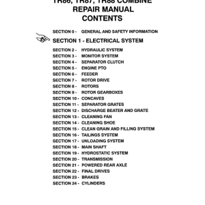 New Holland TR86, TR87, TR88 Combine Service Manual