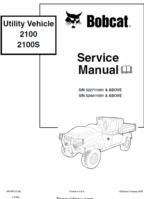 Bobcat 2100 and 2100s Utility Vehicle Service Manual